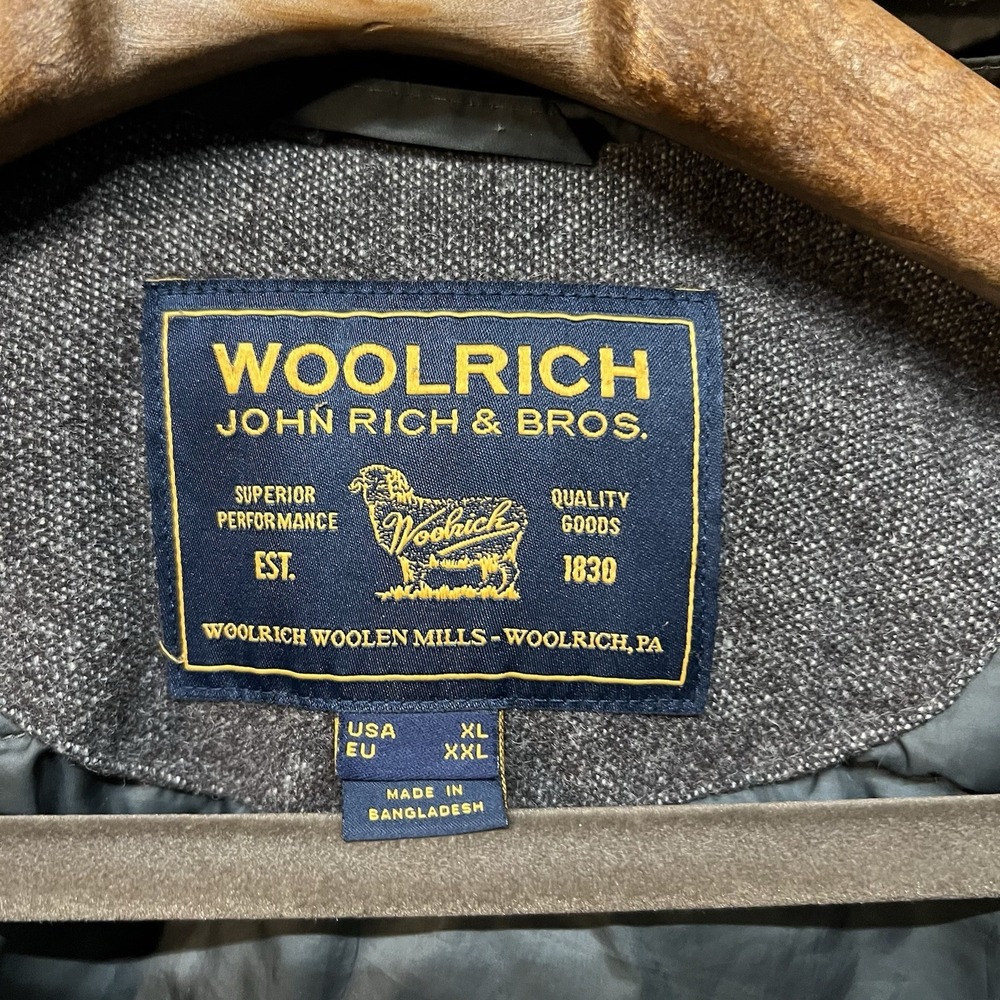 Woolrich Down Filled Field Jacket Mens XL Gray Sherpa Collar Buttons Zip Warm - Picture 10 of 10